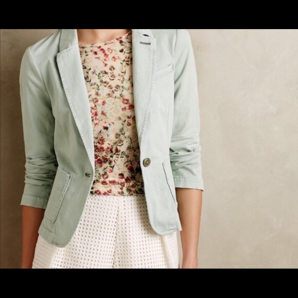 Anthropologie Cartonnier Mint Green Blazer Jacket